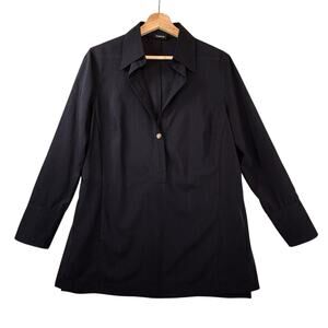 AKRIS Punto Black 100% Wool Woven Tunic Top Shirt Women SIZE US 12 Collar Luxury